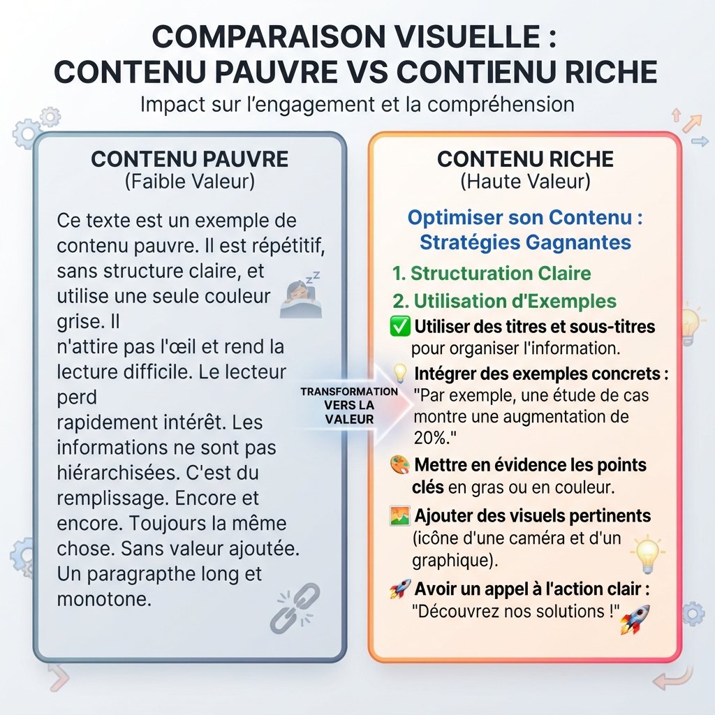 Contenu SEO de qualité vs contenu sans valeur pour Google