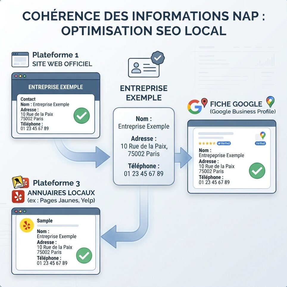Cohérence NAP et citations locales pour le SEO à Douala