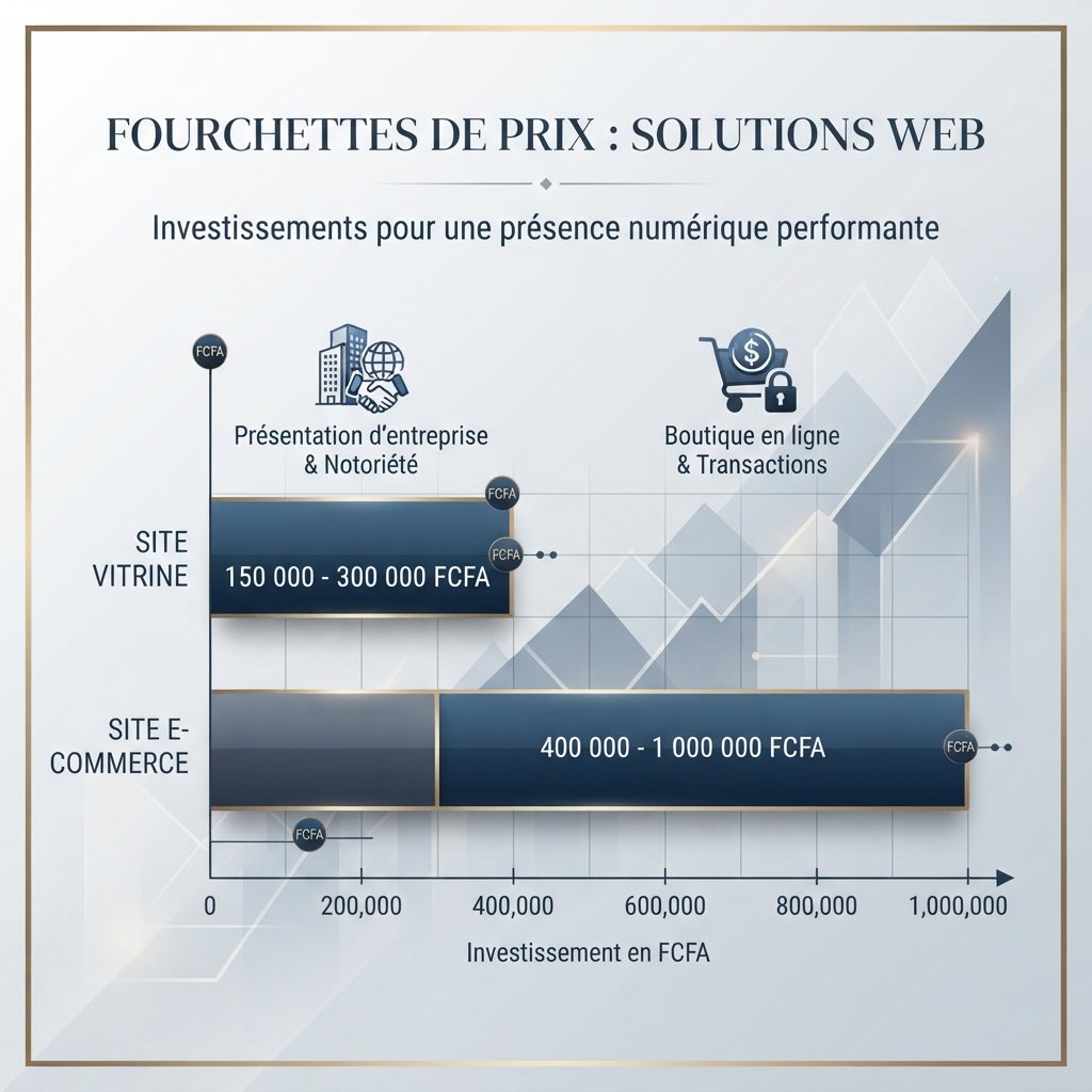 Fourchettes de prix pour site vitrine et e-commerce au Cameroun en 2026
