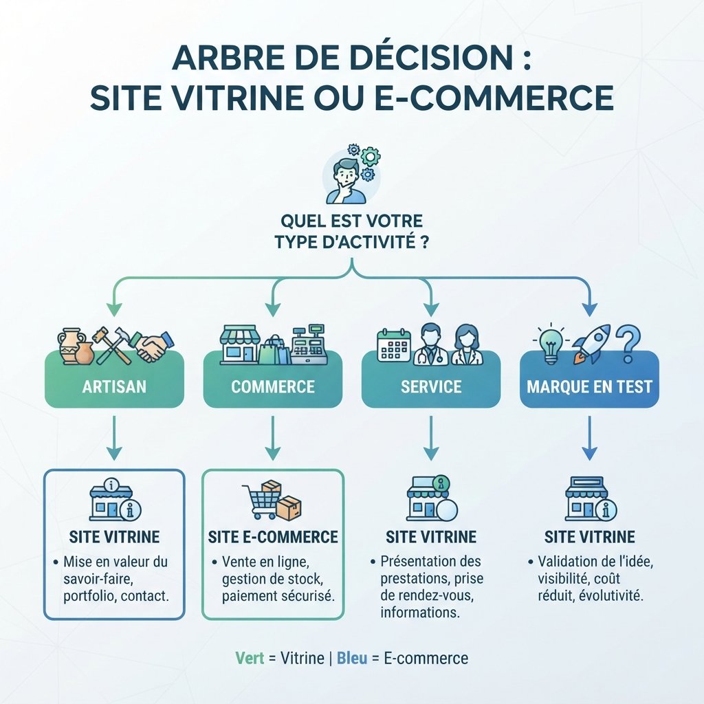 Guide de choix entre site vitrine et e-commerce selon le profil de PME