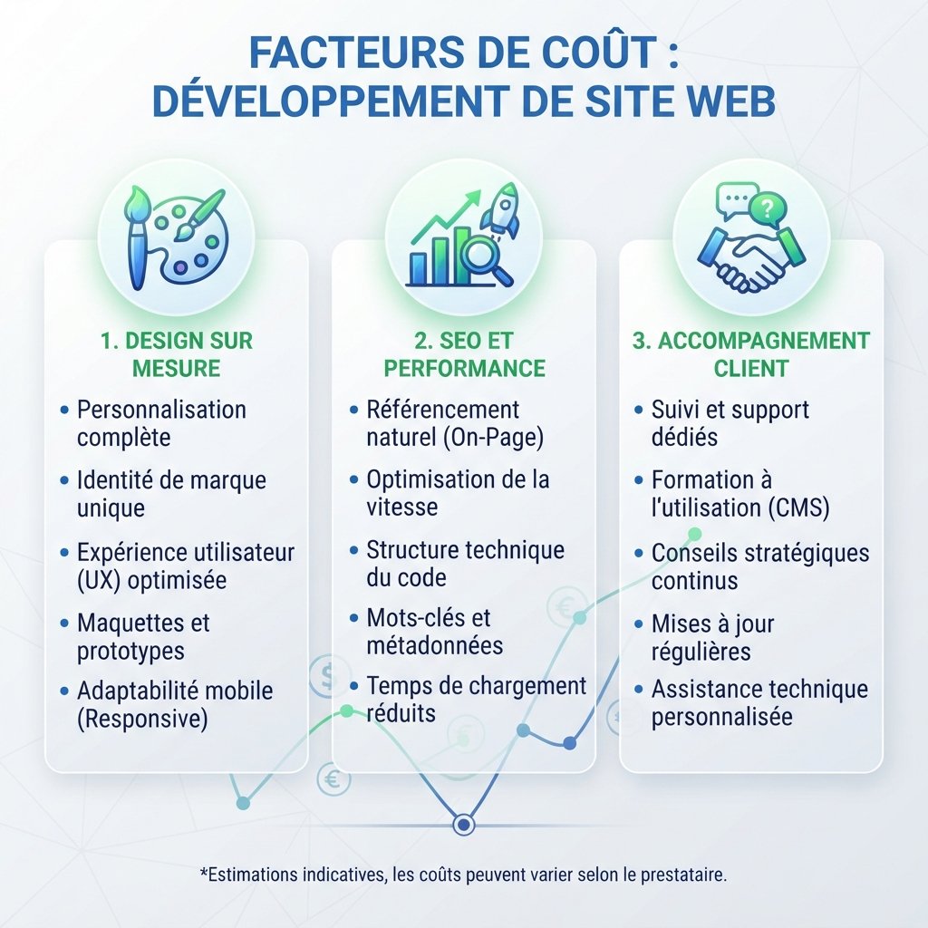 Facteurs qui influencent le prix d'un site web : design, SEO et accompagnement