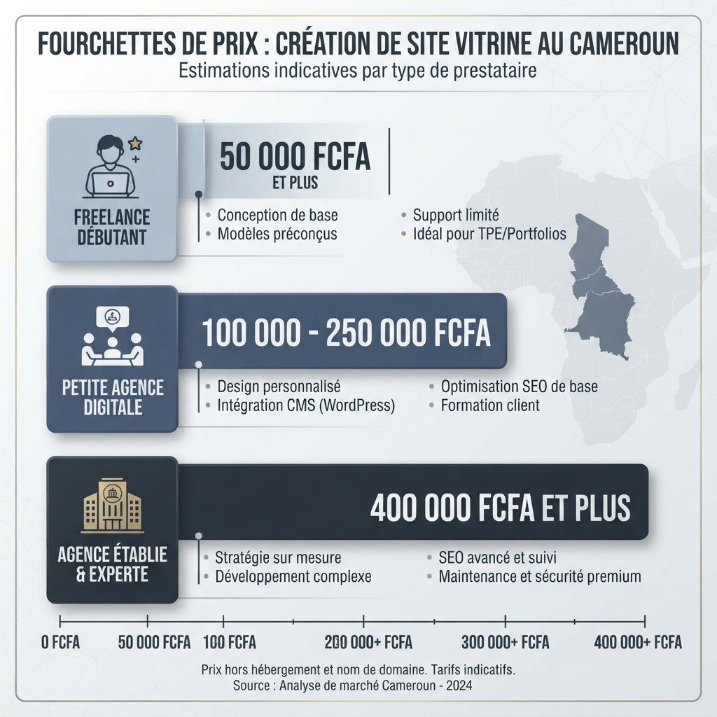 Fourchettes de prix pour un site vitrine au Cameroun en 2026
