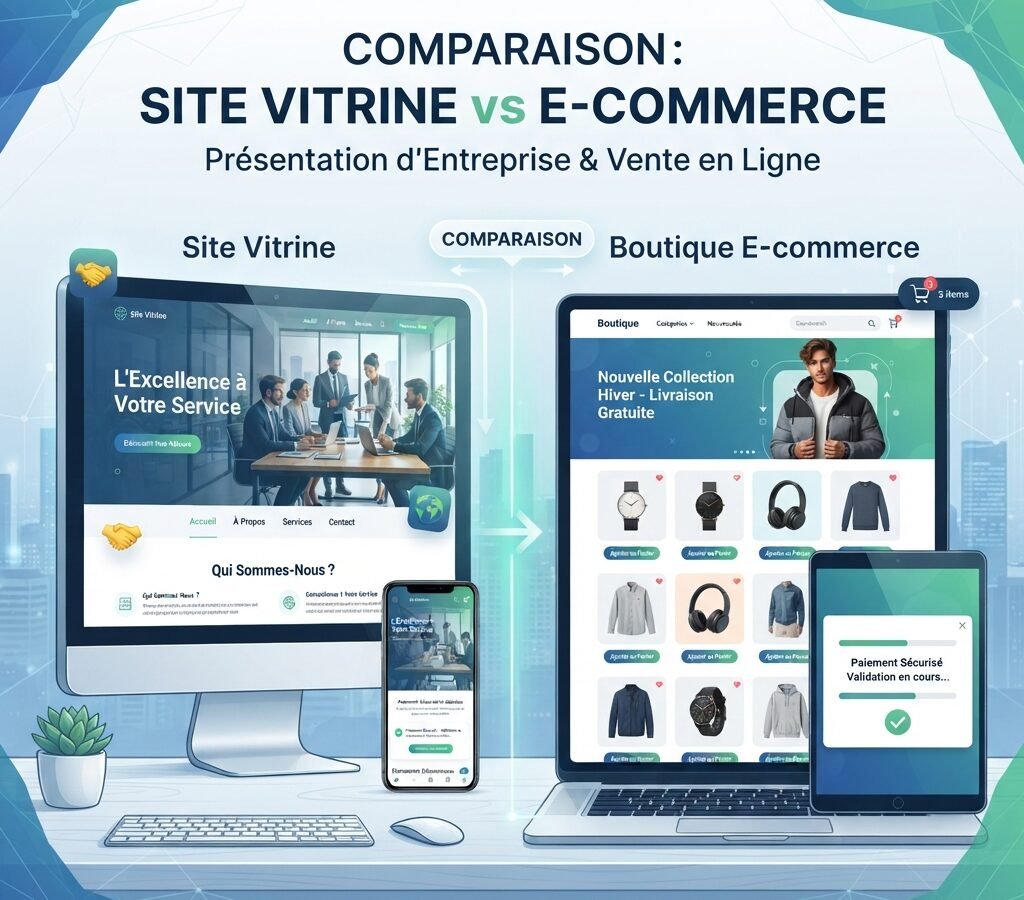 Comparaison entre site vitrine et e-commerce pour PME camerounaises en 2026